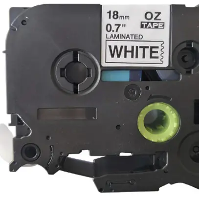 Cassette ruban compatible avec OZE-241, 18mm×8m, blanc/noir 