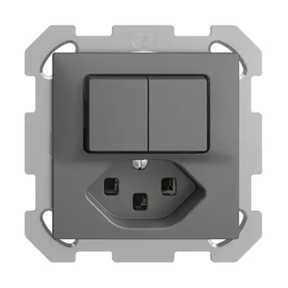 Combinazione INC 1/3+3/1L+T23 grigio scuro 16A EDIZIOdue 