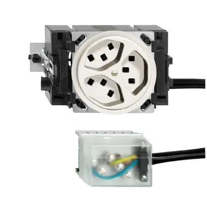Presa INS 3×T23 16A bianco 53mm L1 FH per Ecobus power 