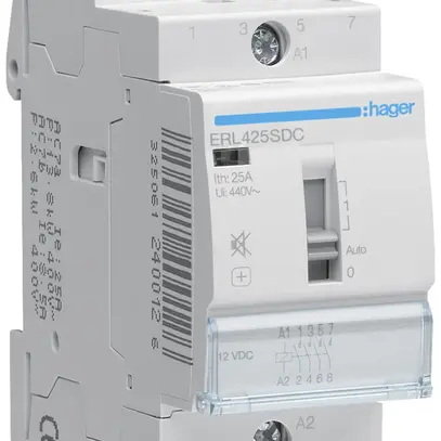 Contacteur AMD Hager ERL 12VDC 4 fermeur 0 ouvreur 25A sans bourdonnement 2UM 