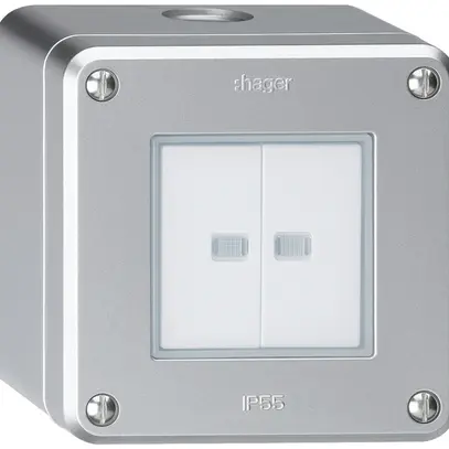 Contatto pulsante AP robusto IP55 2×1P alluminio 2×illuminato 