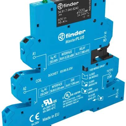 Relais de couplage AMD Finder MasterBASIC, 24VAC/DC, 1W 6A, bornes Push-In 