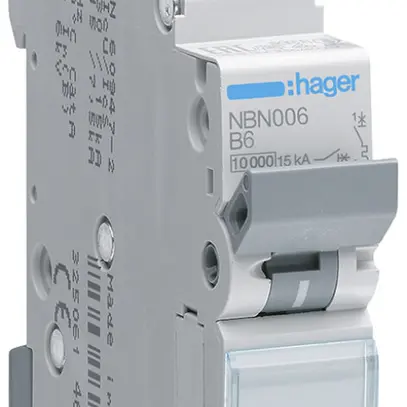 Disgiuntore Hager MCB 1P 230V tipo B 6A Icn 10kA Icu 15kA 1UM 