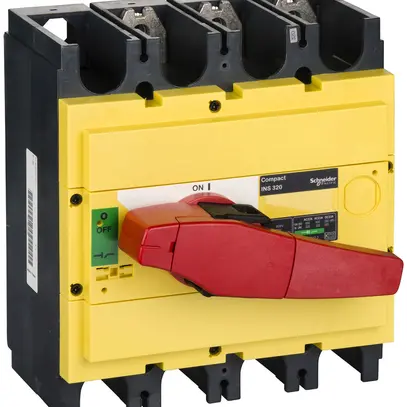 Interupteur de charge Schneider INS 3L 320A avec poignée rotative rouge/jaune 
