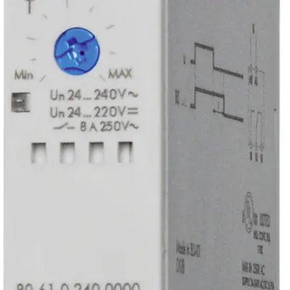 Relais temporisé AMD Finder 80.61, 1C 8A 24…240VAC/DC retardé au déclench.180s 