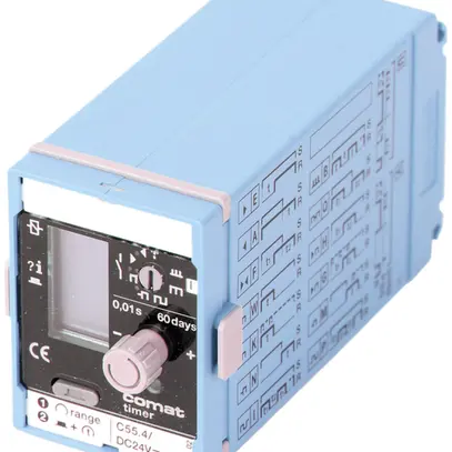 Relais temporisé ComatReleco C55.4, 24VDC, boîtier bleu/gris 