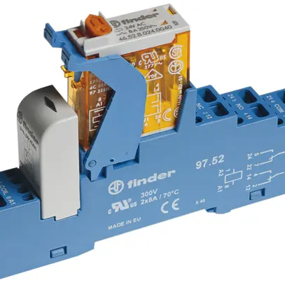Relais de couplage AMD Finder 4C.52, 2W 8A AgNi, 24VAC, bornes à ressort 