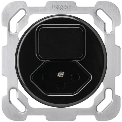 Inserto per combinazione INC I basico A-R/1L+T13 nero con placca di fissaggio 