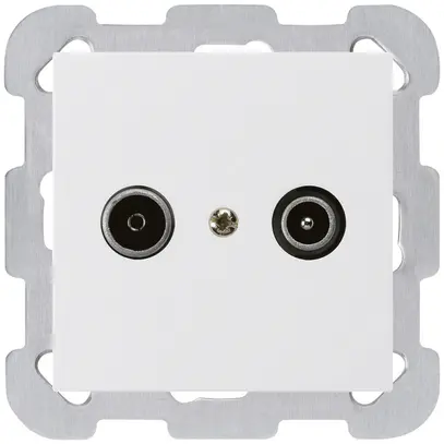 UP-Antennendose kallysto R/TV 14dB Durchgangsdose weiss mit Befestigungsplatte 