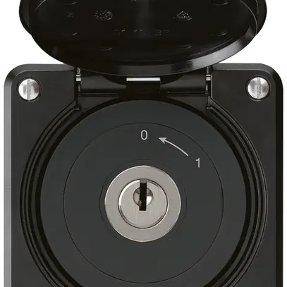 Contact pivotant à clé ENC robusto IP55 noir avec clapet 1P 