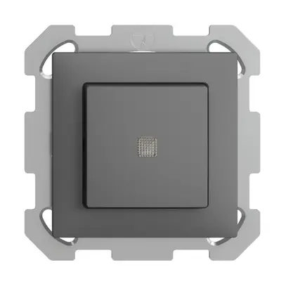 Interr. puls. lum. INC EDIZIOdue 3/1L grigio scuro, con lente, LED giallo 