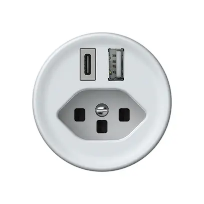 Presa di carica USB origin 1×USB-A 1×USB-C 3000mA 5V con tipo 23 bianco 