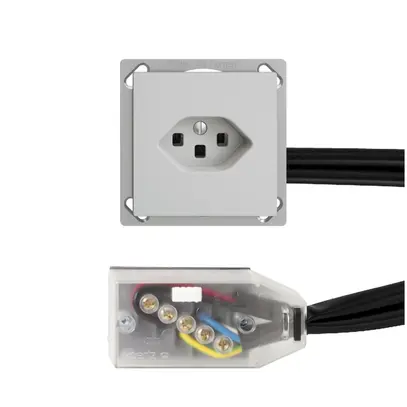 Prise INC EDIZIOdue T23 L1 gris clair, pour câble plat Technofil 