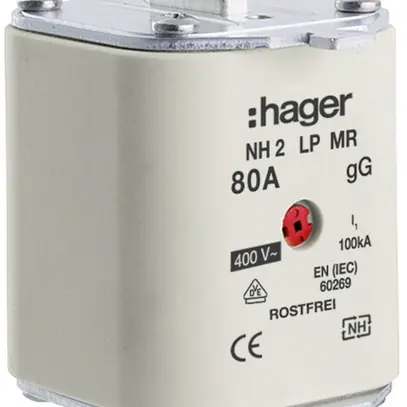 Fusibile HPC Hager DIN2 400VAC 80A gG/gL segnalatore centrale inossidabile 