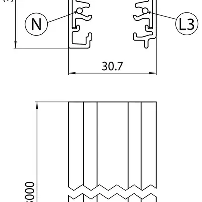 Rail conducteur AP Sylvania OneTrack 250…440V 3 ph aluminium 3000mm blanc 