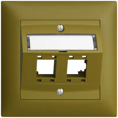 Kit montaggio ENC EDIZIOdue, con cappa di uscita obliqua, per 2×RJ45, olive 