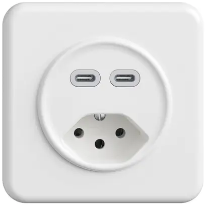 UP-Steckdose USB 2×Typ C + Typ 13 Feller STANDARDdue QMI 230V 3000mA weiss 