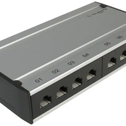 Patch box mini 8×RJ45 cat.6 UTP, gris aluminium, non blindé 