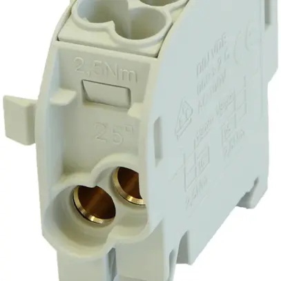 Bloc répartiteur type C 2×25/2×16mm² 100A CU gris 