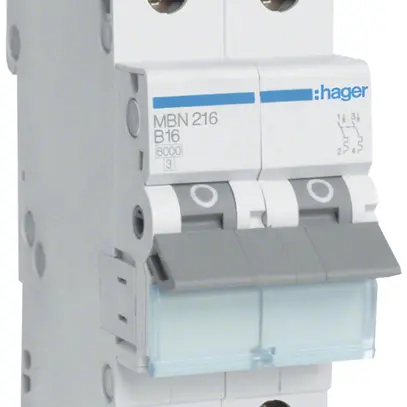 Disgiuntore Hager MCB 2P 415V tipo B 16A Icn 6kA 2UM 