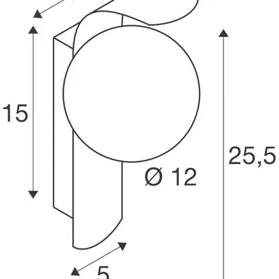 Applique SLV SUN G9 1×40W Ø120×255×40mm rond noir 