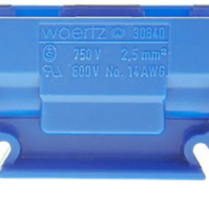 Morsetto di derivazione Woertz 1.5…2.5mm² 24A 750V vite 2×1 guida DIN 35mm bl 