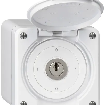 Interrupteur à clé AP robusto IP55 avec clapet S0/2P blanc 