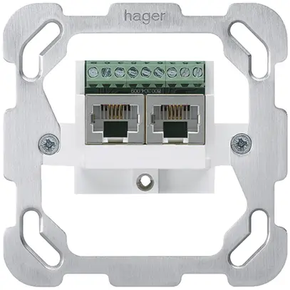 Inserto per scatola di raccordo Hager 2×RJ45s separato placca fissagg.schermato 