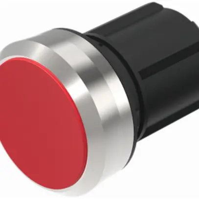 Pulsante INS EAO45, I, rosso, anello grigio, a filo 