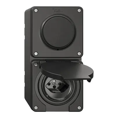 Combinaison NAP NEVO, interrupteur à poussoir schéma 3/1L + prise type 13, noir 