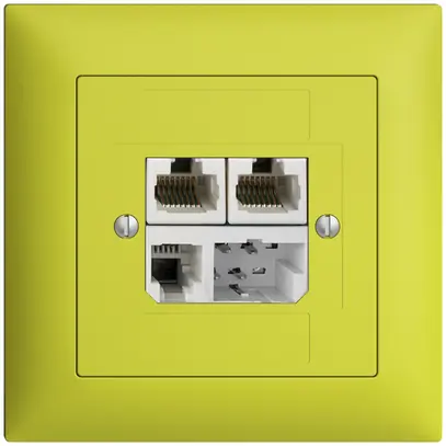 Scatola INC T+T/2×RJ45/RJ11/u ADSL ITplus EDIZIOdue lemon 