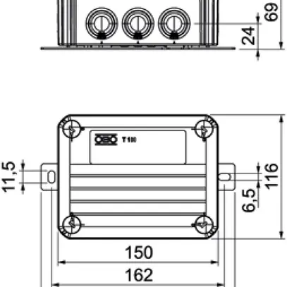 Boîte de dérivation Bettermann E30-E90 borne double 150×116×67mm 5x6mm² or 