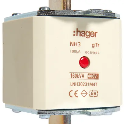 Fusible HPC Hager DIN3c 400VAC 231A 160kVA gTr avertisseur central inoxydable 