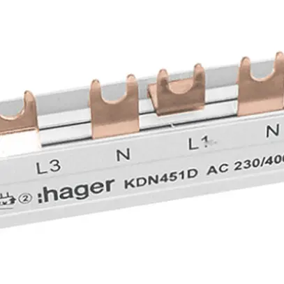Pettine di raccordo Hager 4P 4L forca 16mm² 80A 210×12mm Ue 400V bianco 