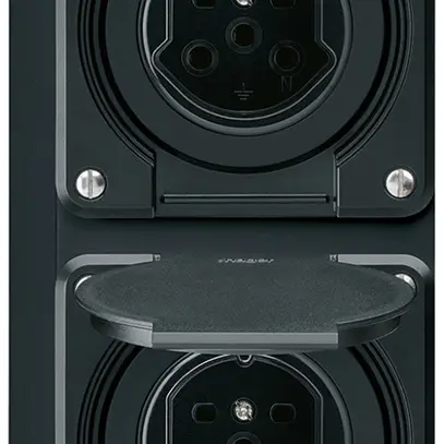 Combi AP 2×1 HA robusto 2×tipo 15 con morsetti a innesto con coperchio nero 
