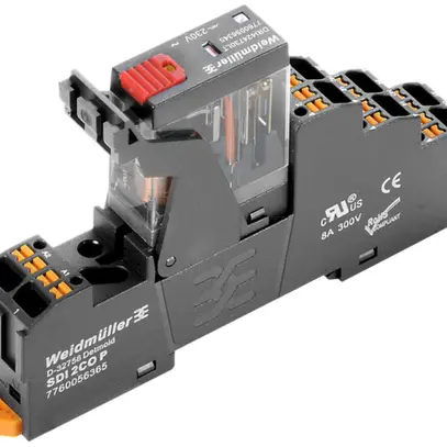 Accoppiatore relè WM 230VAC LED ro 2 contatti inv.c.tasto d.con.250VAC 5A PUSHIN 