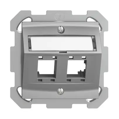 Kit de montage ENC EDIZIOdue, avec capot de sortie oblique, pour 2×RJ45, silver 