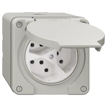 Presa NAP NEVO, 3×T13, IP21, grigio chiaro 