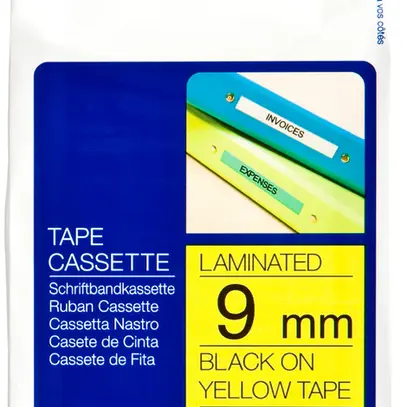 Cassette ruban Brother TZe-621 9mm×8m, jaune/noir 