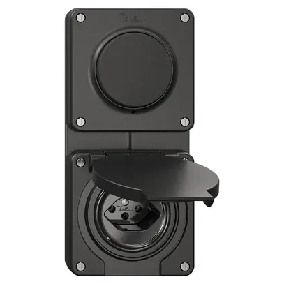 Combinazione NUP NEVO, interruttore a pulsante schema 3/1L + presa tipo 13, nero 