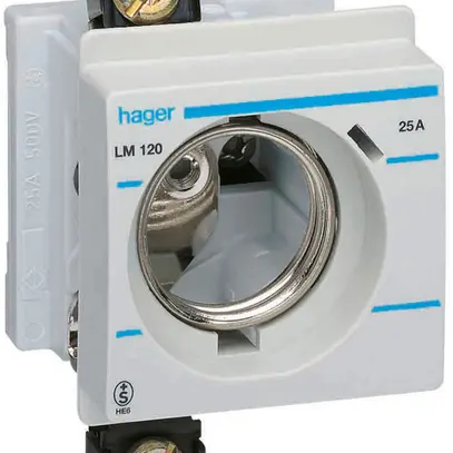 Portafusibile INS Hager DII 25A copertura frontale profondità INS 44mm SN basso 