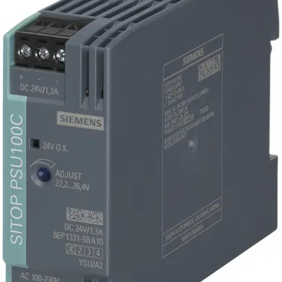 Stromversorgung Siemens SITOP PSU100C, IN:120…230VAC(110…300VDC), OUT:24VDC/1.3A 