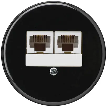 Inserto per scatola INC basico 2×RJ45u parallelo nero 