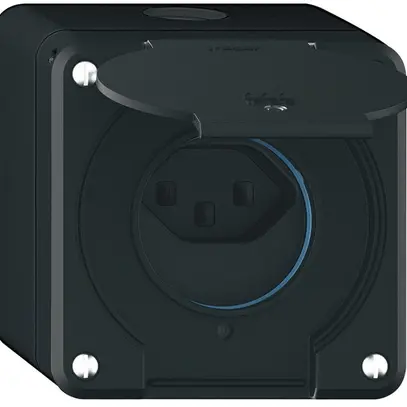 Prise AP robusto 1×type 23 lumineux IP55 noir 