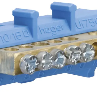 Barrette à bornes neutre Hager 3×16/4×10mm² 