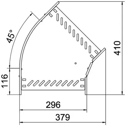 Coude BET RB 45° 85×300mm acier galvanisé à chaud 