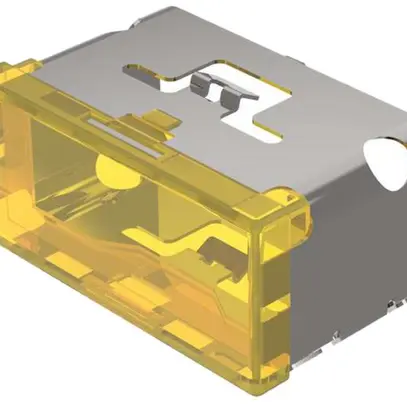Cofano pressione EAO03 giallo piatto 18×38mm in materia sintetica traslucido 