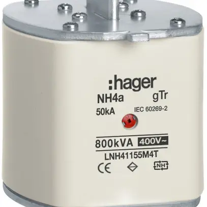Fusibile HPC Hager DIN4 400VAC 1155A 800kVA gTr segnalatore centrale inox. 