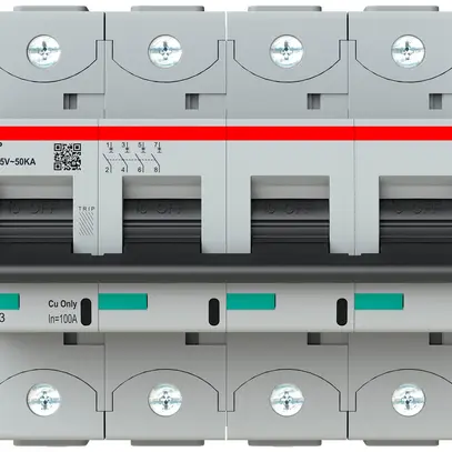 Disjoncteur ABB S804P-C100 4P 400V C-100A 50kA 6UM 