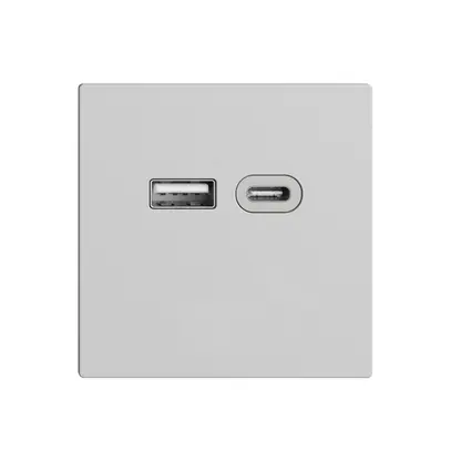 Prise USB 18W type A + type C Feller EDIZIOdue F 230V 3600mA gris clair 